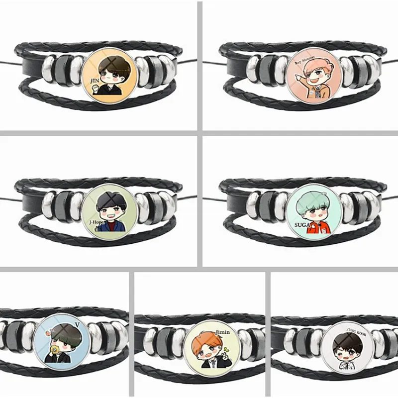 Factory custom BTS BT21 kpop knit beading Bracelet