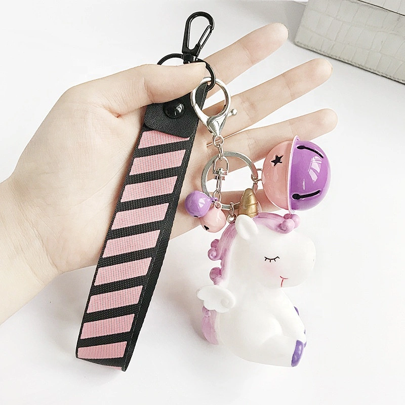 Unicorn Bell Keychains Student Bag/Key/Car Decoration Pendant Woven Leather Keyring