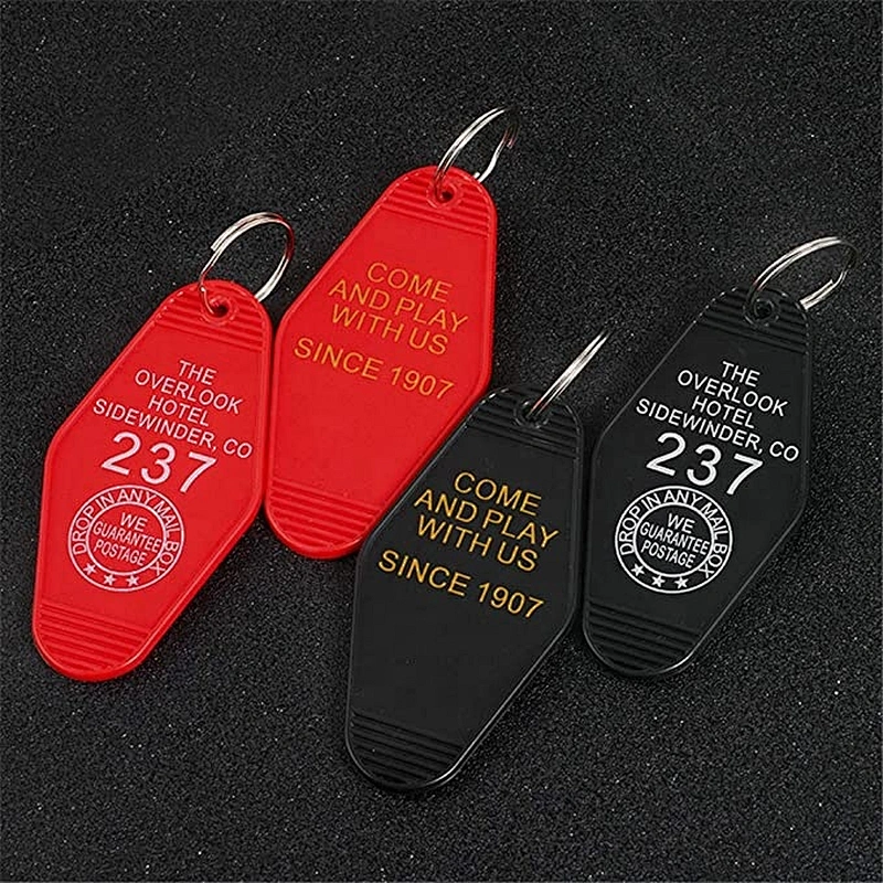 Gold foil stamping ABS plastic hotel key tag keychain