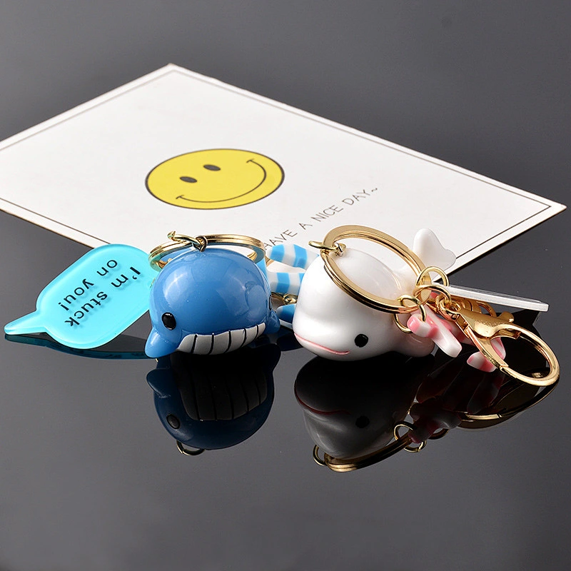 Cartoon Little Whale Couple Key Chain Girl Bag Pendant Acrylic Keychain