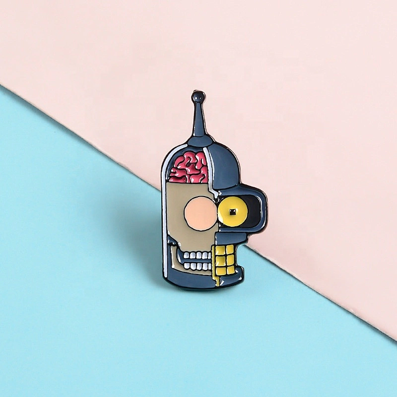 Cartoon robot head mask badge funny lapel pins