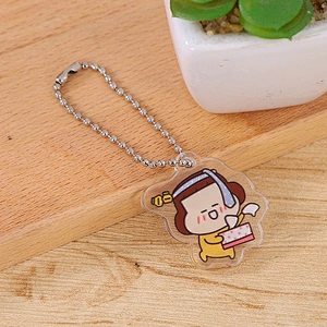 Cartoon Series Bead Chain Transparent Ice Cream Flower Acrylic Bag keychain