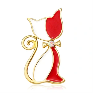 Fashion Cartoon Cute Cat Gold Plated Kitten Wholesale Bulk Brooch