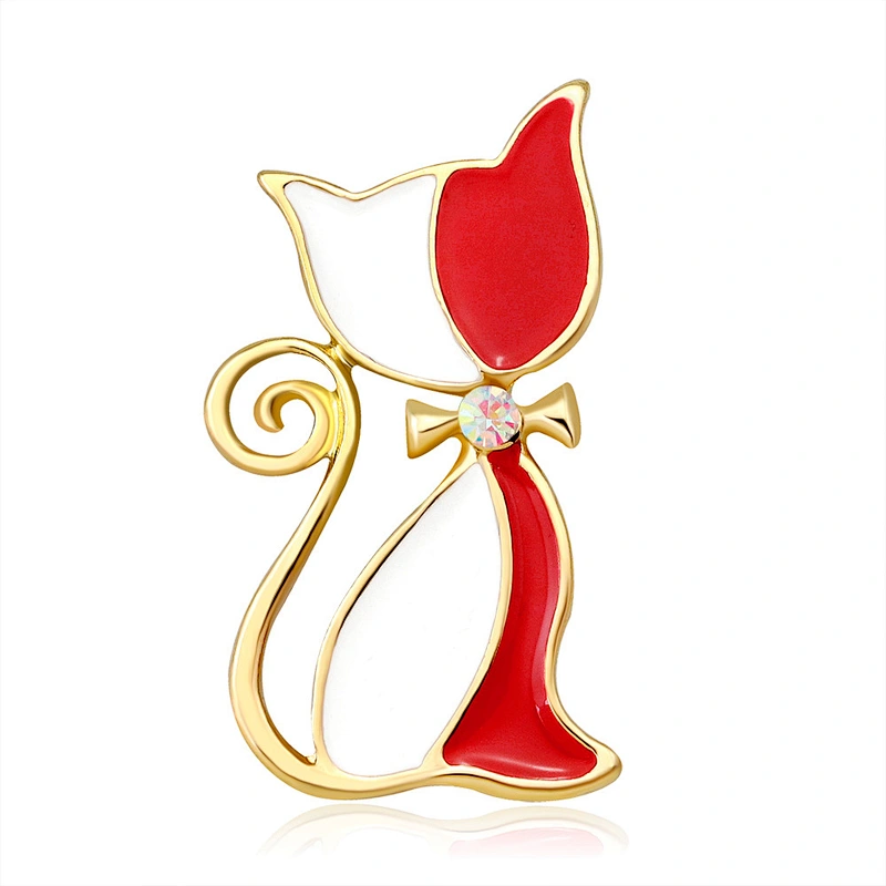 Fashion Cartoon Cute Cat Gold Plated Kitten Wholesale Bulk Brooch