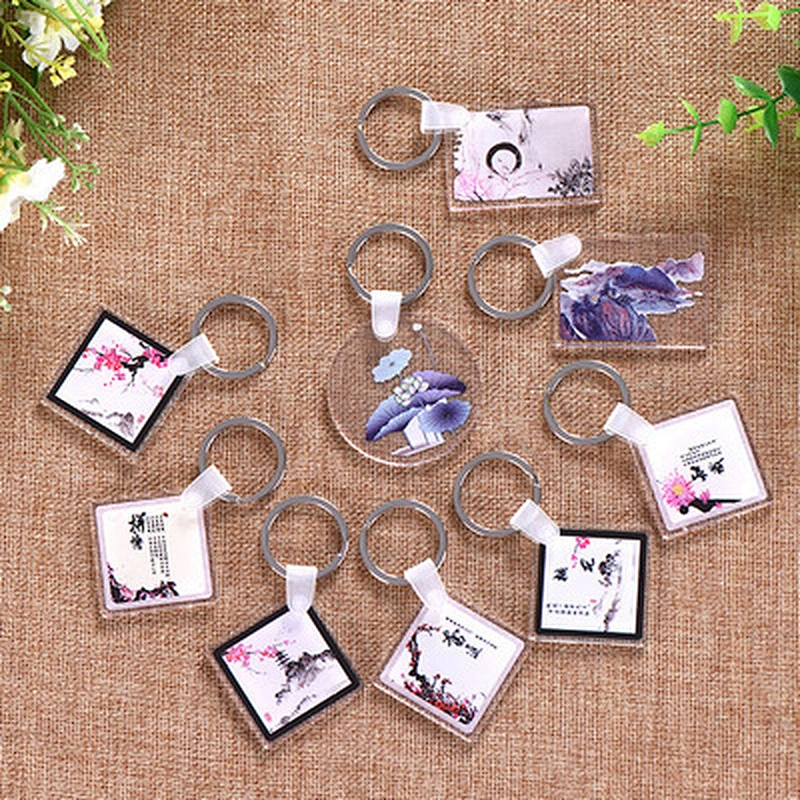 Custom Transparent Acrylic Key Ring Chinese Style Keychain Supplier