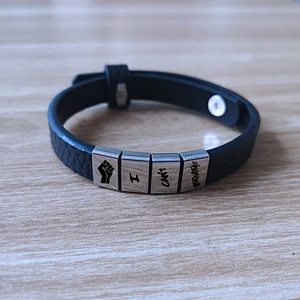 Adjustable I CAN'T BREATHE Leather Bracelet Black Lives Matter Stainless Steel Bracelet