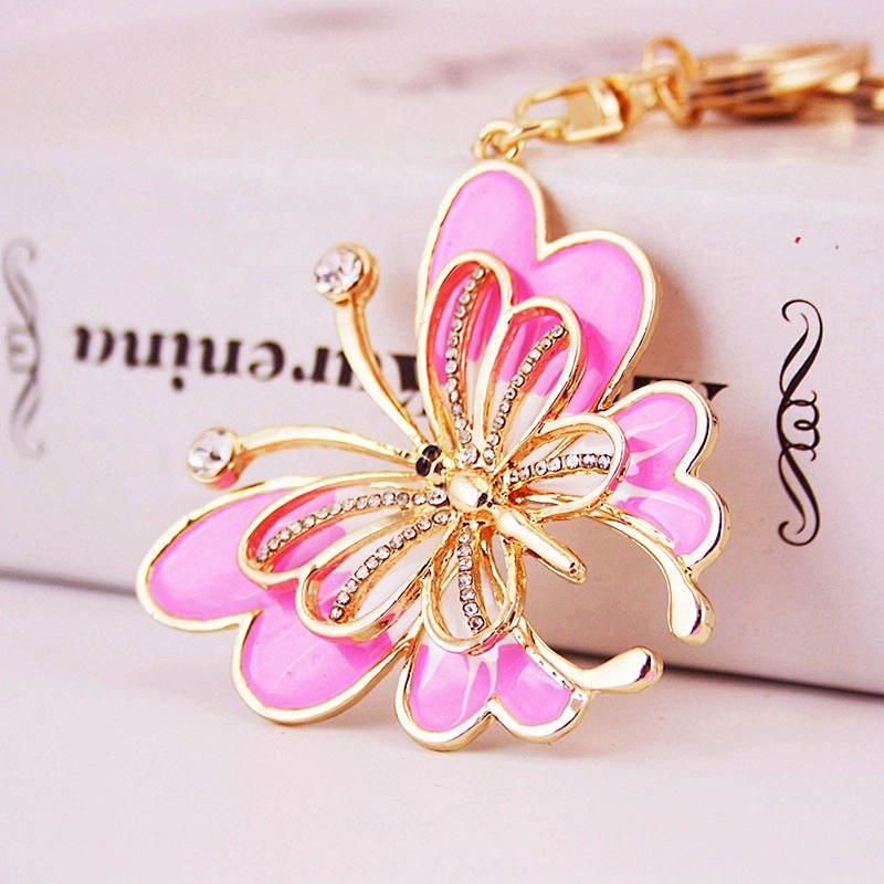 Girlfriends gifts hang bag diamond keyring colorful butterfly keychain
