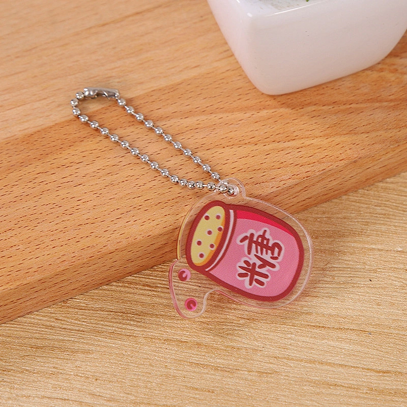 Cute Bead Chain Egg Lipstick Cake Clear Acrylic keychain China