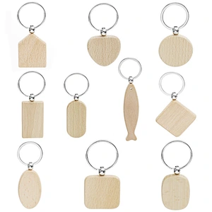 10 Shapes Wood Keychain Custom Blank Wooden Keychain