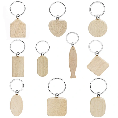 10 Shapes Wood Keychain Custom Blank Wooden Keychain