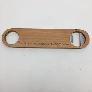 straight forward double sides wooden stainless steel beer bottle opener custom logo