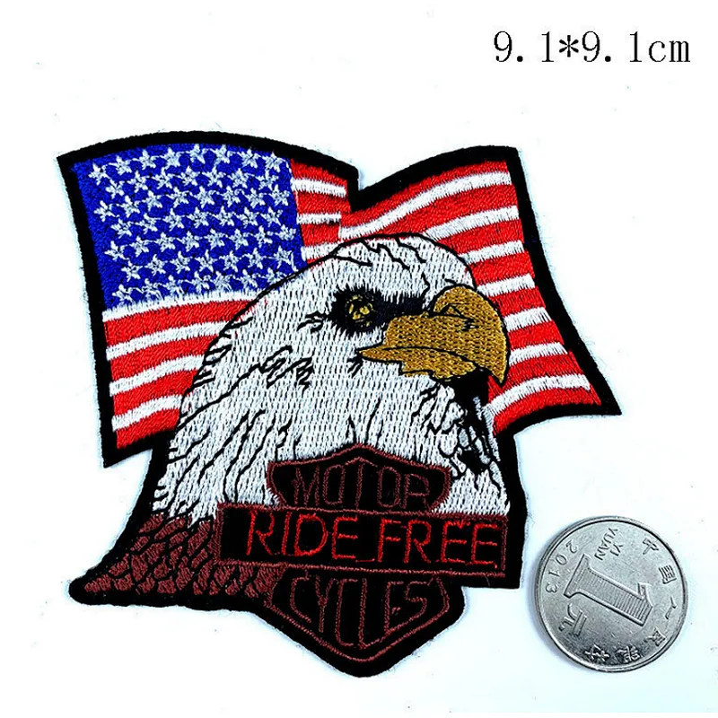 Custom logo USA flag eagle embroidery patch