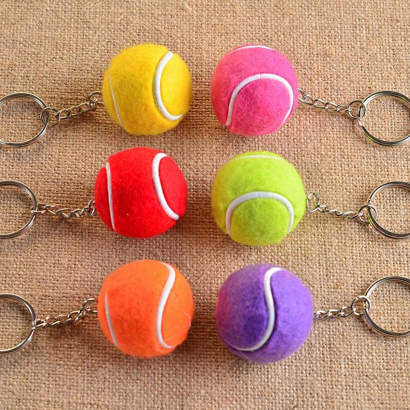 Stuffed plush material tennis ball sports keychain
