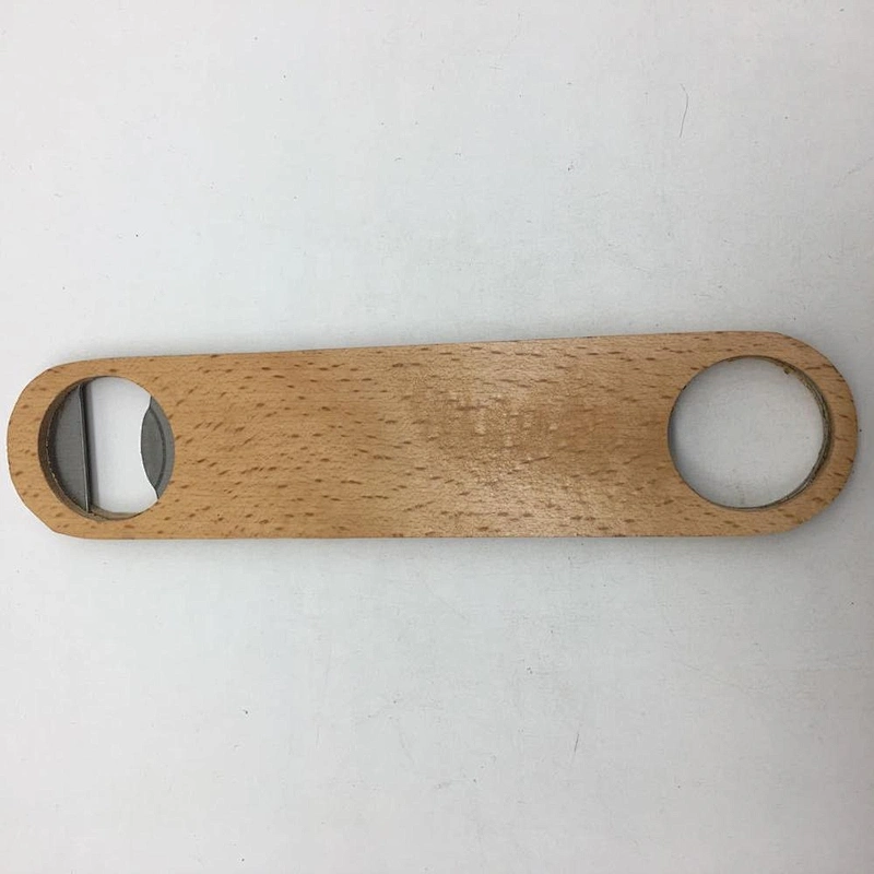 straight forward double sides wooden stainless steel beer bottle opener custom logo