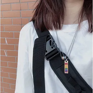 Hip hop style Rainbow lovers metal necklace