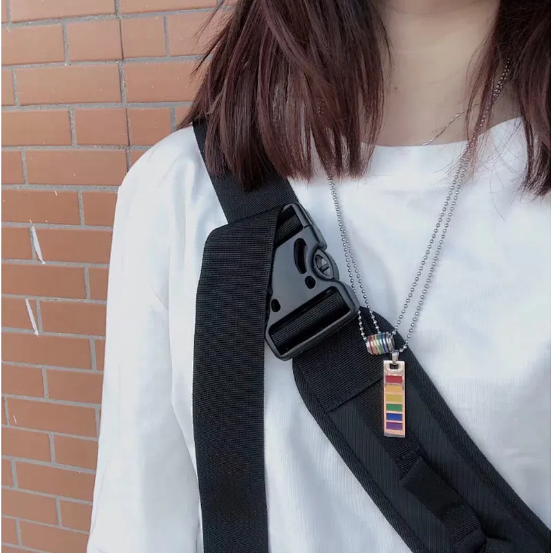 Hip hop style Rainbow lovers metal necklace