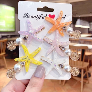 Korean Sweet Summer Fashion Pearl Duckbill Clip Hair Pins Accessories Starfish Hair Clips for Women