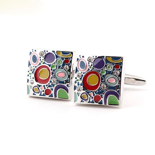 Colorful Enamel Cuff Buttons Men French Shirt Metal Cufflinks Manufacturers