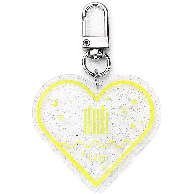 Transparent acrylic keychain glitter heart shape acrylic keyring
