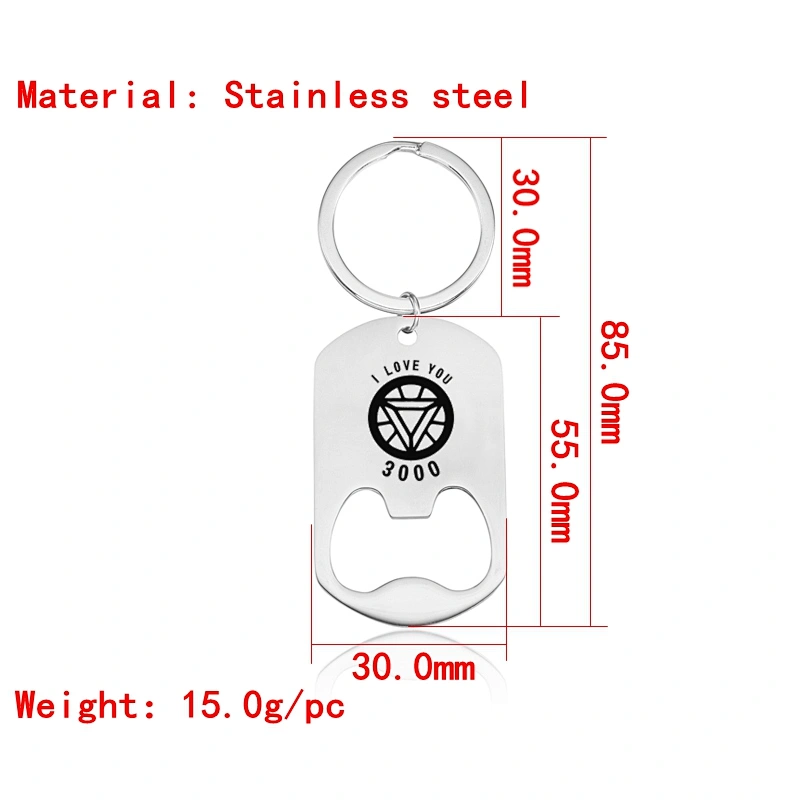 Men Gifts for Father's Day I Love You 3000 Stainless Steel Metal Beer Bottle Opener Keychain