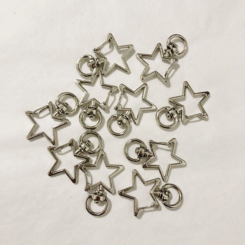 Star pentagram shape keyring silver KC gold accessory metal rings