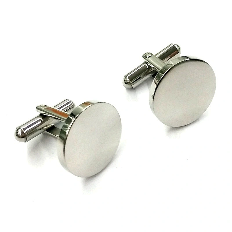 High Quality Men Cufflinks Glossy Round Rectangular Stainless Steel Cufflinks