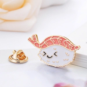 Cute Cartoon Sushi Enamel Pin Brooch Salmon Rice Ball Custom Food Lapel Pins