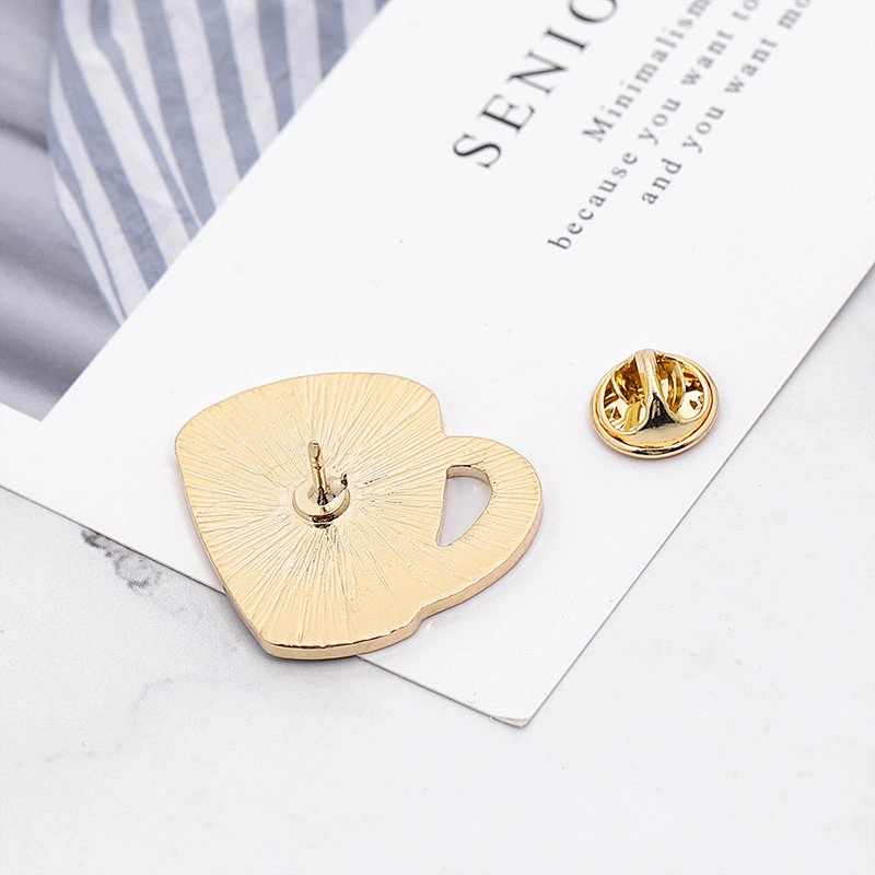Gold Metal Black Pins Coffee Cup Soft Enamel Pin Coffee