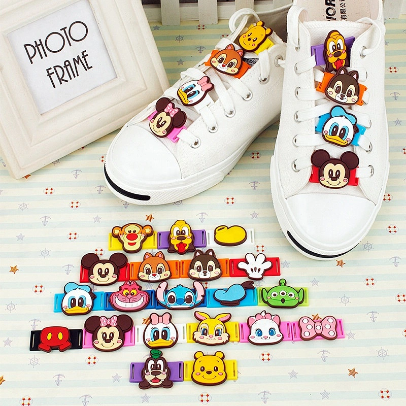 Cute cartoon sesame street bear cat rabbit totoro canvas shoe lace buckle pvc patches