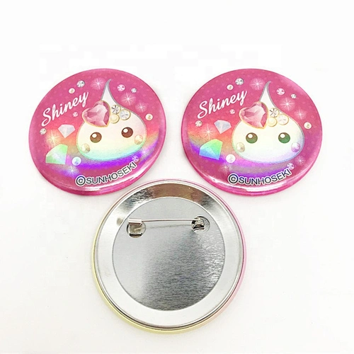 Cheap custom UV printing button badge safty pin