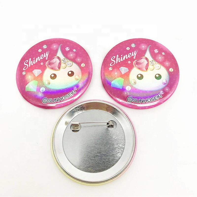 Cheap custom UV printing button badge safty pin