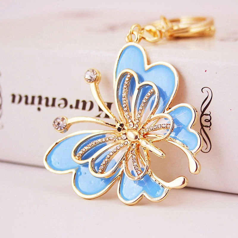 Girlfriends gifts hang bag diamond keyring colorful butterfly keychain