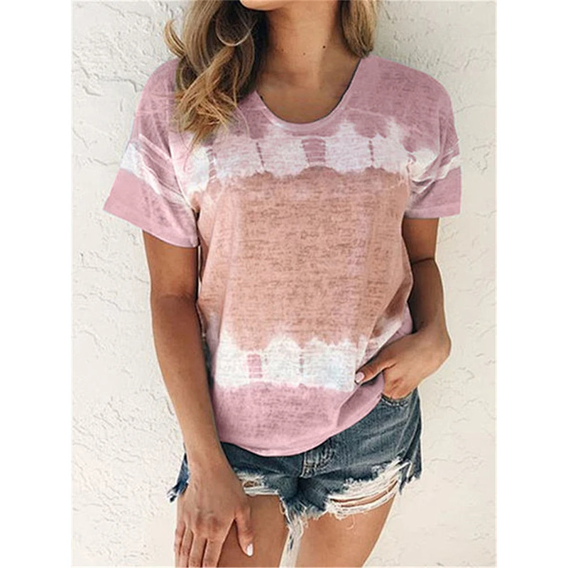 Hot Sell Loose Round Neck Short Sleeve Printed T-shirt for Women