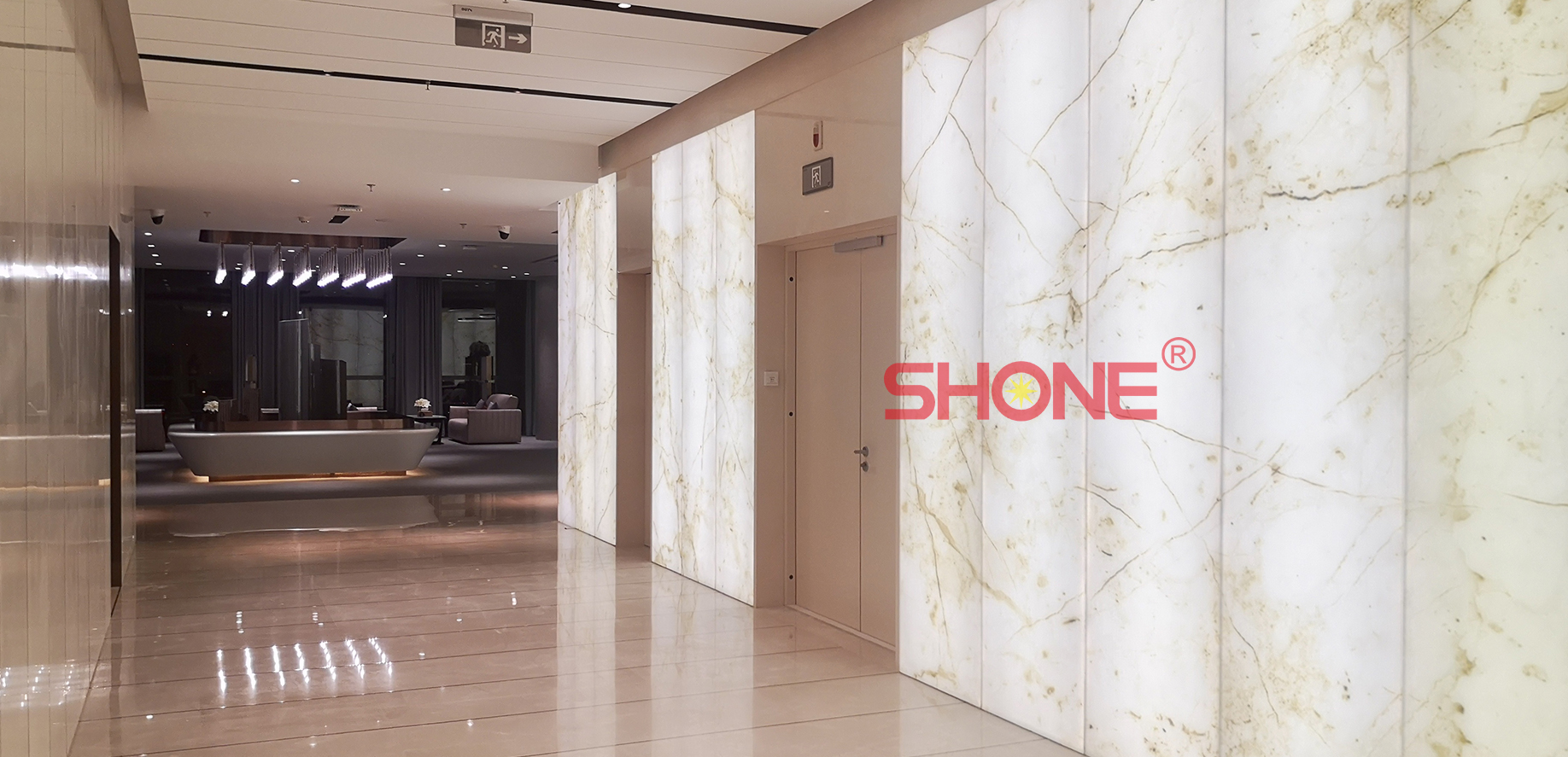 Commercial office lobby - LED wall tile - Shone Lighting
