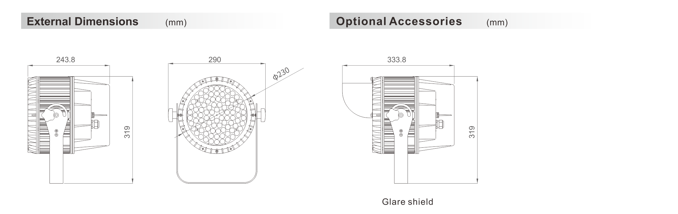 Round Flood Light φ230x319mm - Shone Lighting