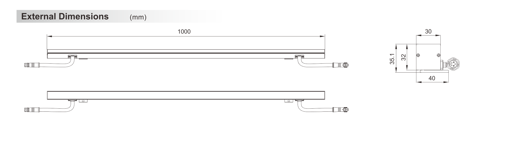 Wall Washer Light 30x32x1000mm - Shone Lighting