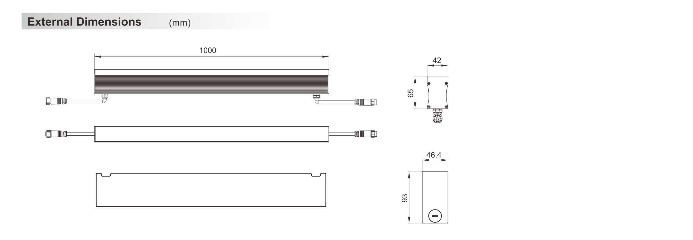 Wall Washer Light 42x65x1000mm - Shone Lighting