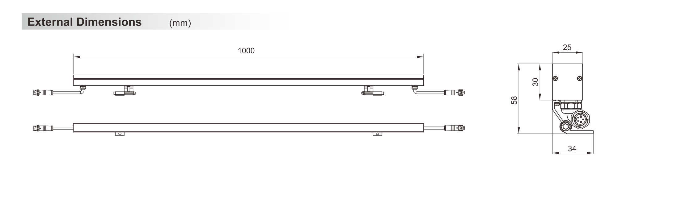 Wall Washer Light 25x30x1000mm - Shone Lighting