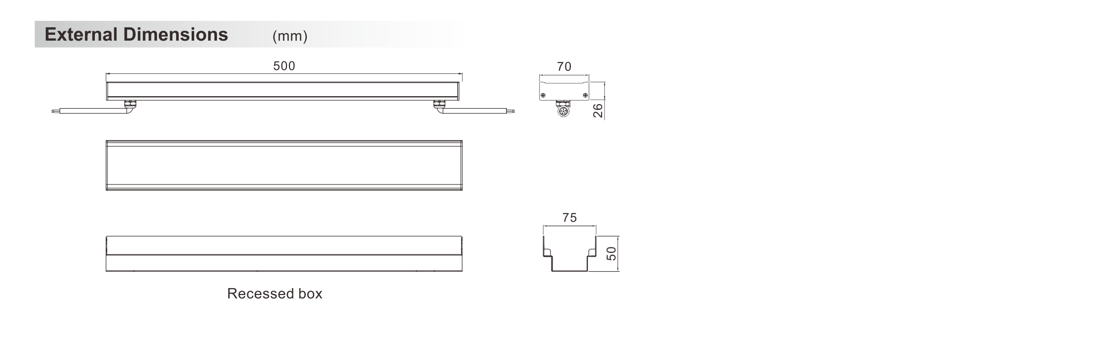 Wall Washer Light 70x25x1000mm - Shone Lighting