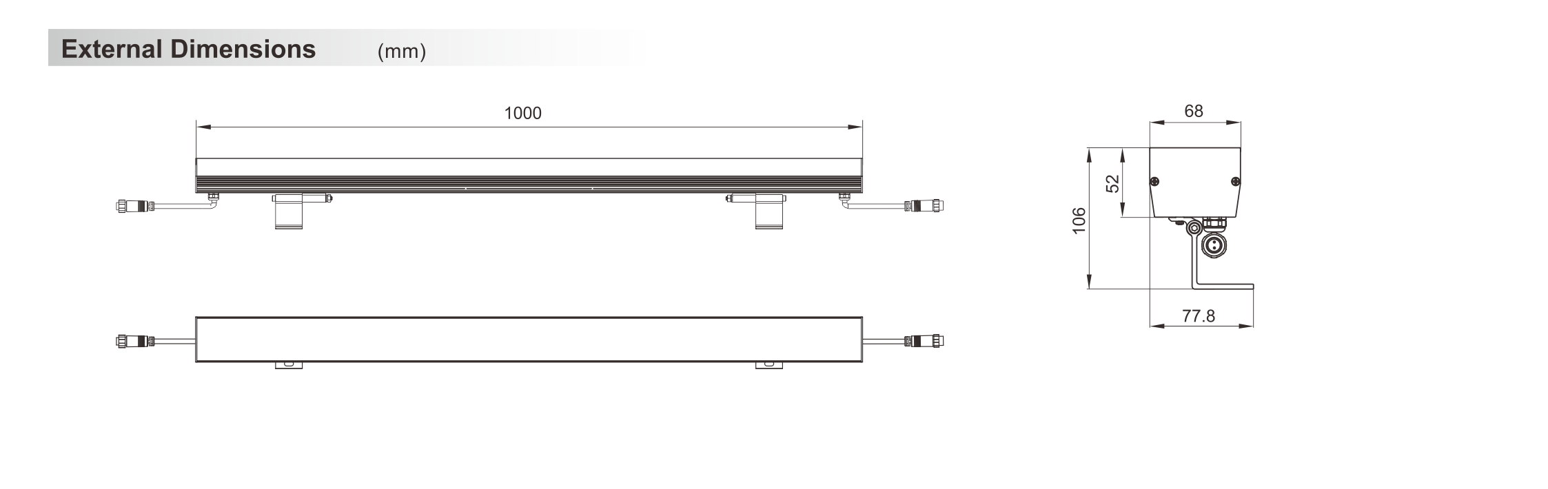 Wall Washer Light 68x52x1000mm - Shone Lighting