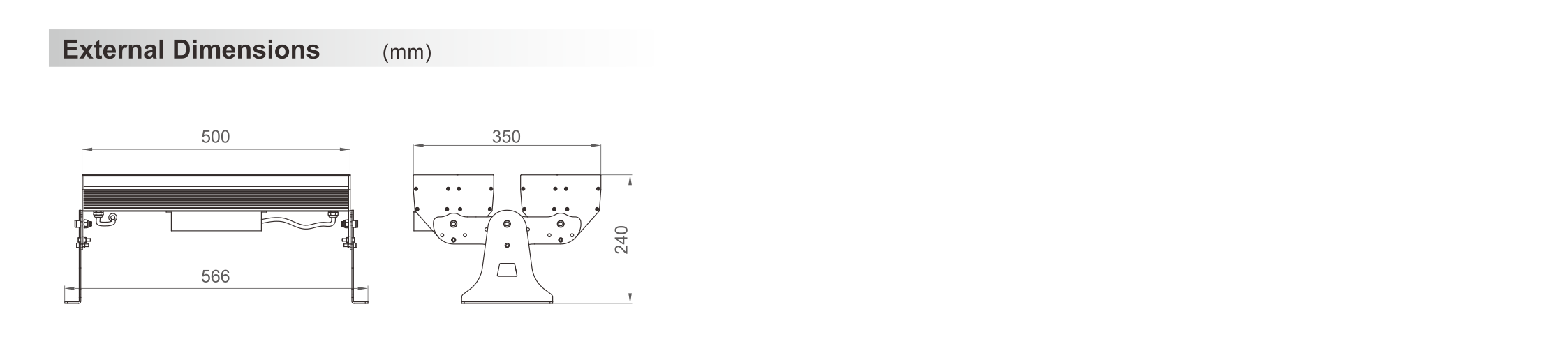 Square Flood Light 500x68x52mm - Shone Lighting
