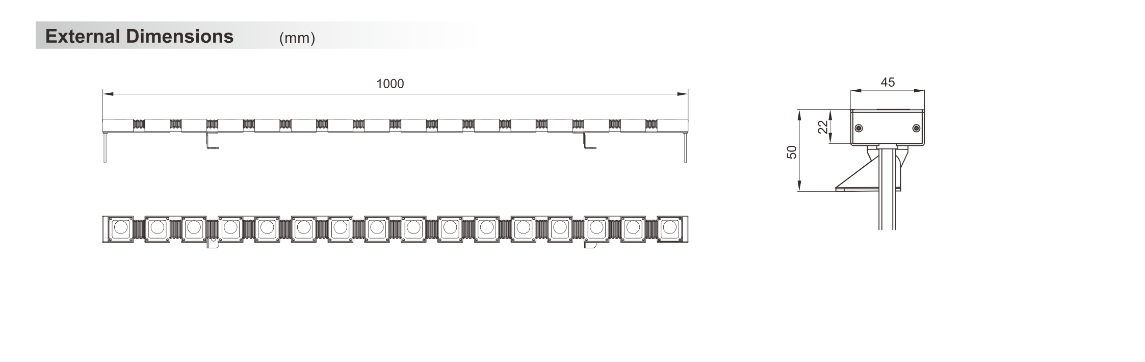 Wall Washer Light 45x22x1000mm - Shone Lighting