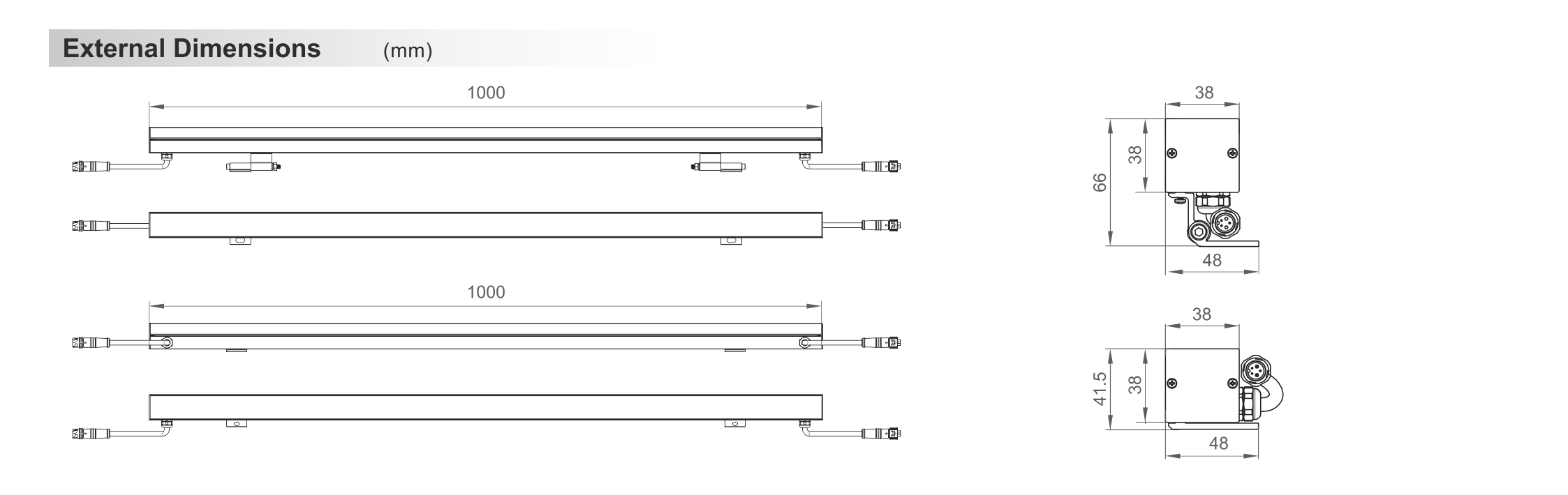 Wall Washer Light 38x38x1000mm - Shone Lighting
