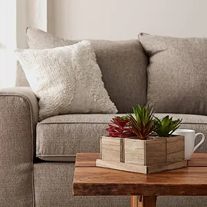 Garden Faux Succulents  Assorted Lifelike Plastic Greenery Arrangement with Decorative Wooden Boxes for Indoor Office