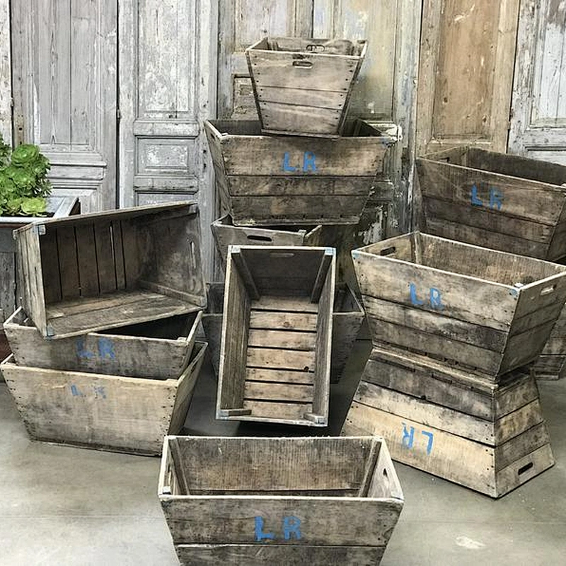 Wood Box Natural Brown-Vintage FRENCH CHAMPAGNE Crates imported from France