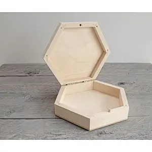 Unfinished  hexagon weeding keepsake storage  wooden box custom