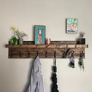 Entryway organizer key holder rustic coat hanger with hooks