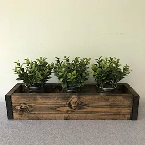 Wooden Planter Box  Mason Jar Box Wooden Decor  Centerpiece Box Pot