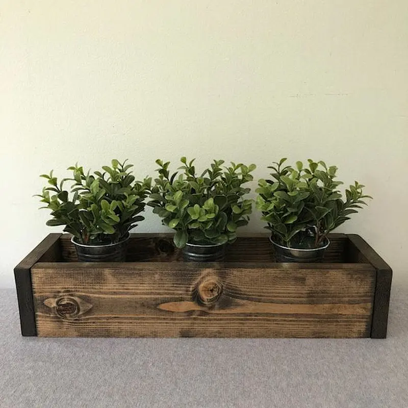 Wooden Planter Box  Mason Jar Box Wooden Decor  Centerpiece Box Pot