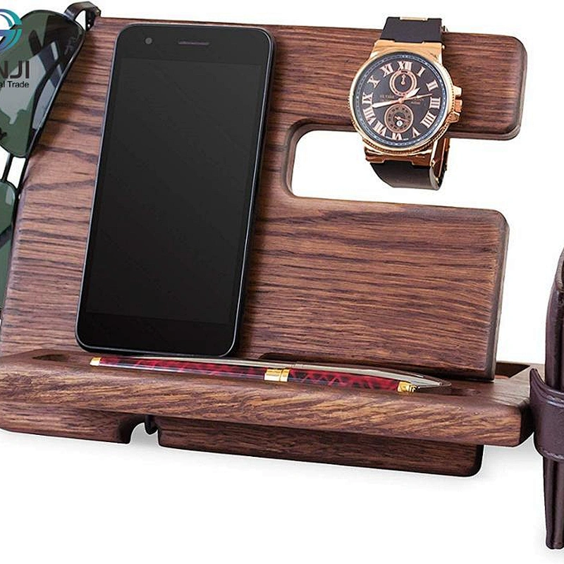 Mens wood phone docking station desk mobile phone holder wood phone docking station wireless charge